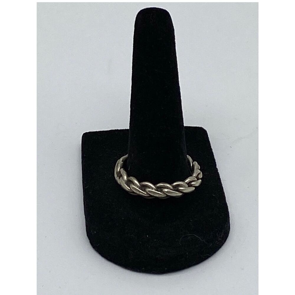 925 Sterling Silver Braided Chain Stackable Band Ring Sz.10